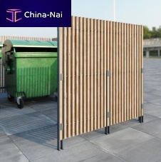 Commercial trash bin enclosure M1-S32 connectgalvanised steelthermo-lacquered steelacacia