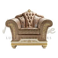 Traditional armchair CAPITONNEfabricwoodenpink