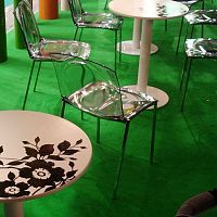 Contemporary bistro table BIARRITZceramicmetal baseround