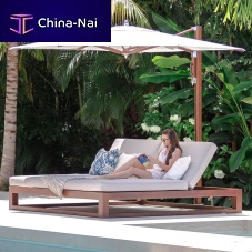 Contemporary sun lounger SOLANOXfabricfoamteak