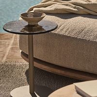 Contemporary side table MAREtempered glassaluminum baseround
