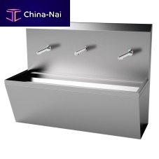 2-station surgical sink OR-L157stainless steelinfrared-operatedelbow-operated