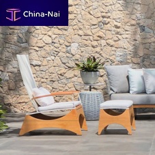 Contemporary armchair Iaiafabricwoodenwith footrest