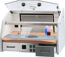 Dental laboratory workstation with light ERGORET CC KFO liftingstainless steel