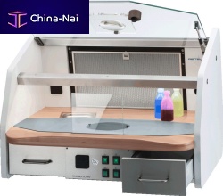 Dental laboratory workstation with light ERGORET CC KFO liftingstainless steel