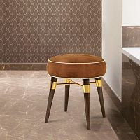Traditional stool LOUISfabricwalnut baseupholstered