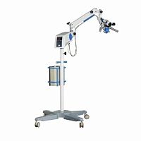 Dental examination microscope on casters