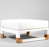 Contemporary ottoman YACHT CLUB fabricwoodenaluminum