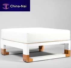 Contemporary ottoman YACHT CLUB fabricwoodenaluminum