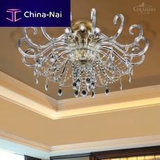 Contemporary ceiling light IOKASTISwarovski® crystalchromed metalhalogen