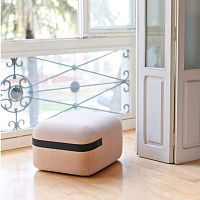 Contemporary pouf Seasonfabricleathersolid wood