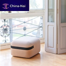 Contemporary pouf Seasonfabricleathersolid wood
