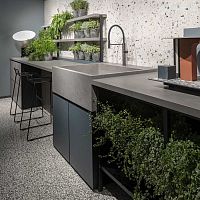 Porcelain stoneware countertop Cementkitchenbathroomgray
