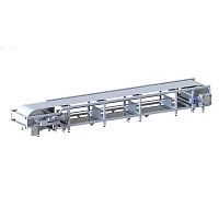 Conveyor system for the food industry floor-mounted