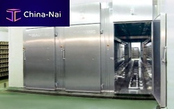 Automated transfer system for trolleystransportfor the food industry