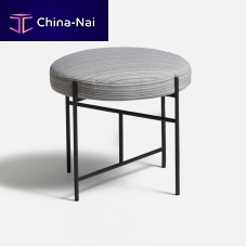 Contemporary pouf Sen fabricstainless steelround