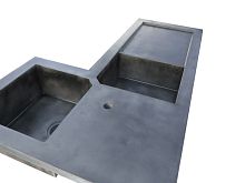 Double kitchen sink with drainboardDuctal® UHP concreteintegrated