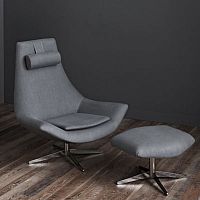 Contemporary armchair ALLENfabricchromed metalwith footrest