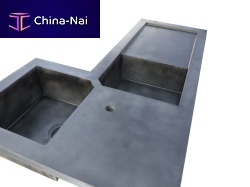 Double kitchen sink with drainboardDuctal® UHP concreteintegrated
