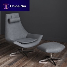 Contemporary armchair ALLENfabricchromed metalwith footrest
