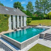 Semi-inground swimming pool overflowcustomoutdoor