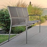 Contemporary garden bench CARDIFF Textilene®stainless steelwith backrest