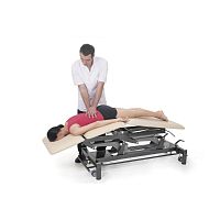 Electric massage table Montane Atlason casterswith adjustable height backrest3-section