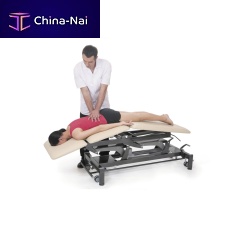 Electric massage table Montane Atlason casterswith adjustable height backrest3-section