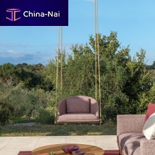 Wooden garden swing seat CLEOSOFT fabricwith removable cushionhanging