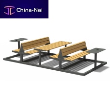 Contemporary picnic table U4-630solid woodpowder-coated steel basegalvanised steel base