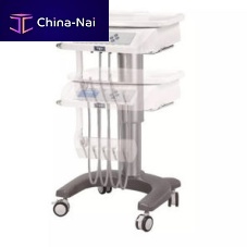 Dental unit with electro-mechanical chair with adjustable headrestwith delivery systemwith light