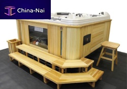 Wooden step CEDARACCESSORYPACKAGEfor hot tubs