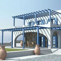 Self-supporting pergola CLASSICwall-mountedwoodenaluminum