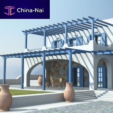 Self-supporting pergola CLASSICwall-mountedwoodenaluminum