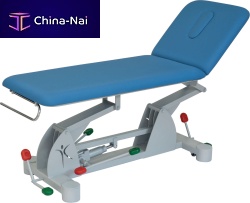 Hydraulic massage table 14900on casterswith adjustable height backrest2-section
