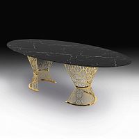 Contemporary table GATSBYsteelperforated sheet metalmarble