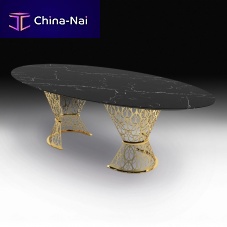 Contemporary table GATSBYsteelperforated sheet metalmarble