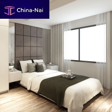 Double bed contemporarywith upholstered headboardwith leather headboard