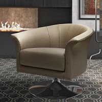Contemporary armchair OYSTERleatherchromecentral base