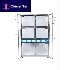 Modular veterinary cage KC-05me6-compartmenton casterson casters