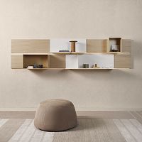 Contemporary pouf FUJIfabricleatherround
