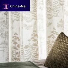Nature pattern sheer curtain fabric VANA linenviscosepolyester