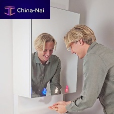 Bathroom mirror cabinet with soap dispenser RES-350with integrated hand dryerwith electronic tapcontemporary