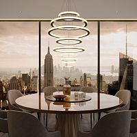 Art Deco chandelier SALO ELAMAbrushed metalpolished metalLED