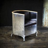 Contemporary armchair ALUMINIUMleatherfoamwalnut