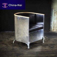 Contemporary armchair ALUMINIUMleatherfoamwalnut
