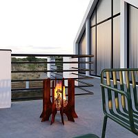 Wood-burning fire pit COSI H brushed stainless steelCOR-TEN® steel