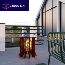 Wood-burning fire pit COSI H brushed stainless steelCOR-TEN® steel