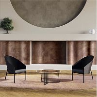Contemporary armchair PRATFALLleatherplywoodlacquered wood
