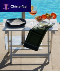 Contemporary side table aluminumstainless steel baserectangular